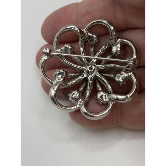 Vintage Rhinestone Brooch Clear Blue Scatter Pin Some Yellowing J1-3006 - Picture 7 of 8